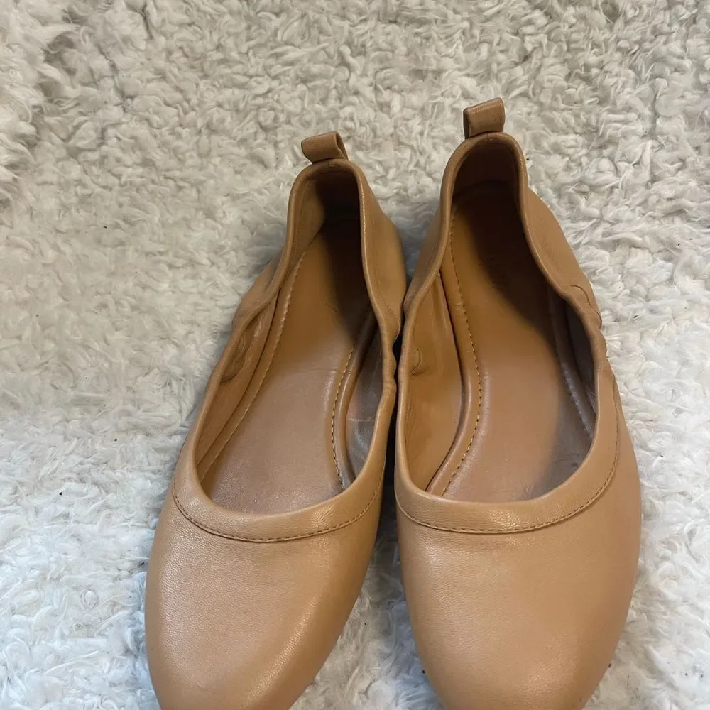 J. Crew leather tan Ballet Flats slip on shoes SZ10.5